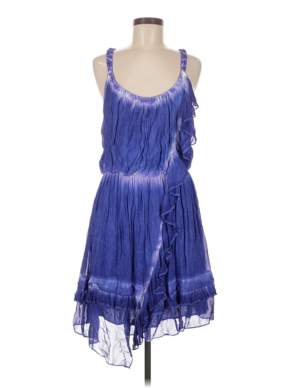 Free People Medium Violet Asymmetrical Ruffle Tie-Dye Dress